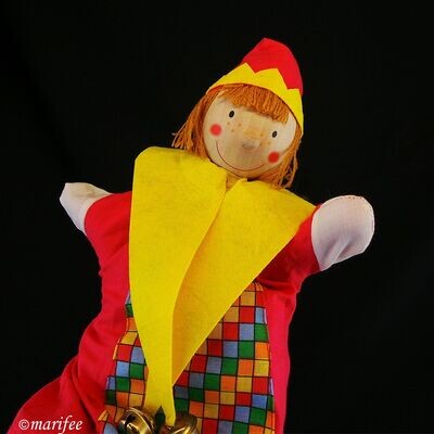 Handpuppe Kasper, 30 cm aus Holz und Stoff, Puppenspiel