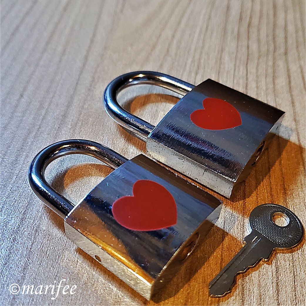 Liebesschlösser mit Herz, 2 Stück, Chrom