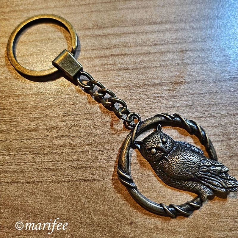 Schlüsselanhänger Eule, Metall, Bronzefarben Schlüsselanhänger Eule, Metall, Bronzefarben