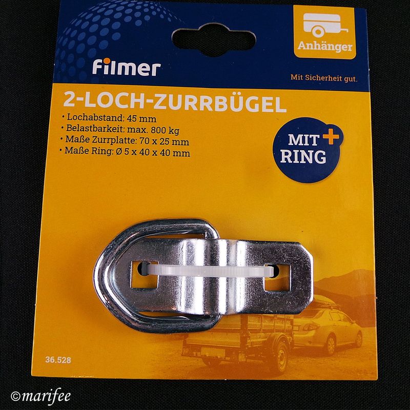 2-Loch-Zurrbügel, belastbar bis 800 Kg, 70 × 25 × 40 mm