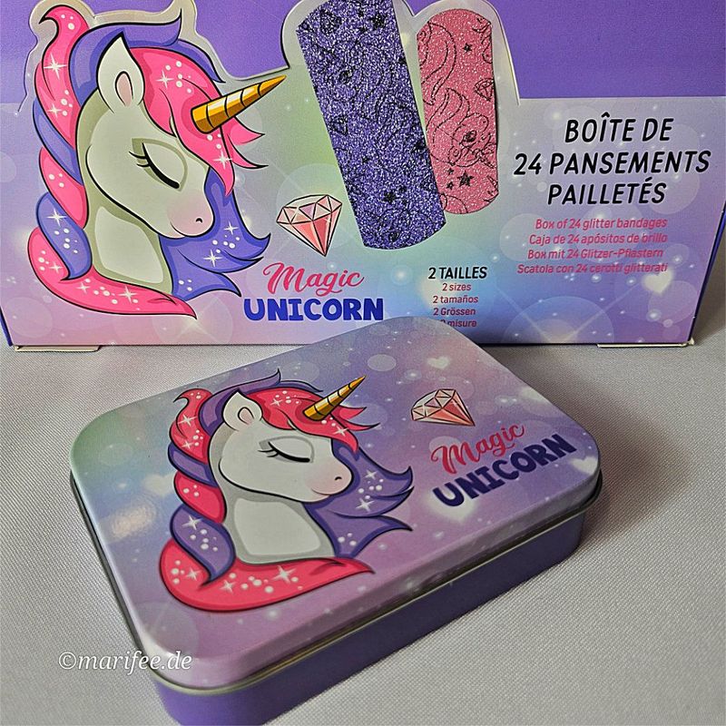 Pflaster-Box Magic Unicorn, 24-teilig, Metalldose, Einhorn Pflaster-Box Magic Unicorn, 24-teilig, Metalldose, Einhorn