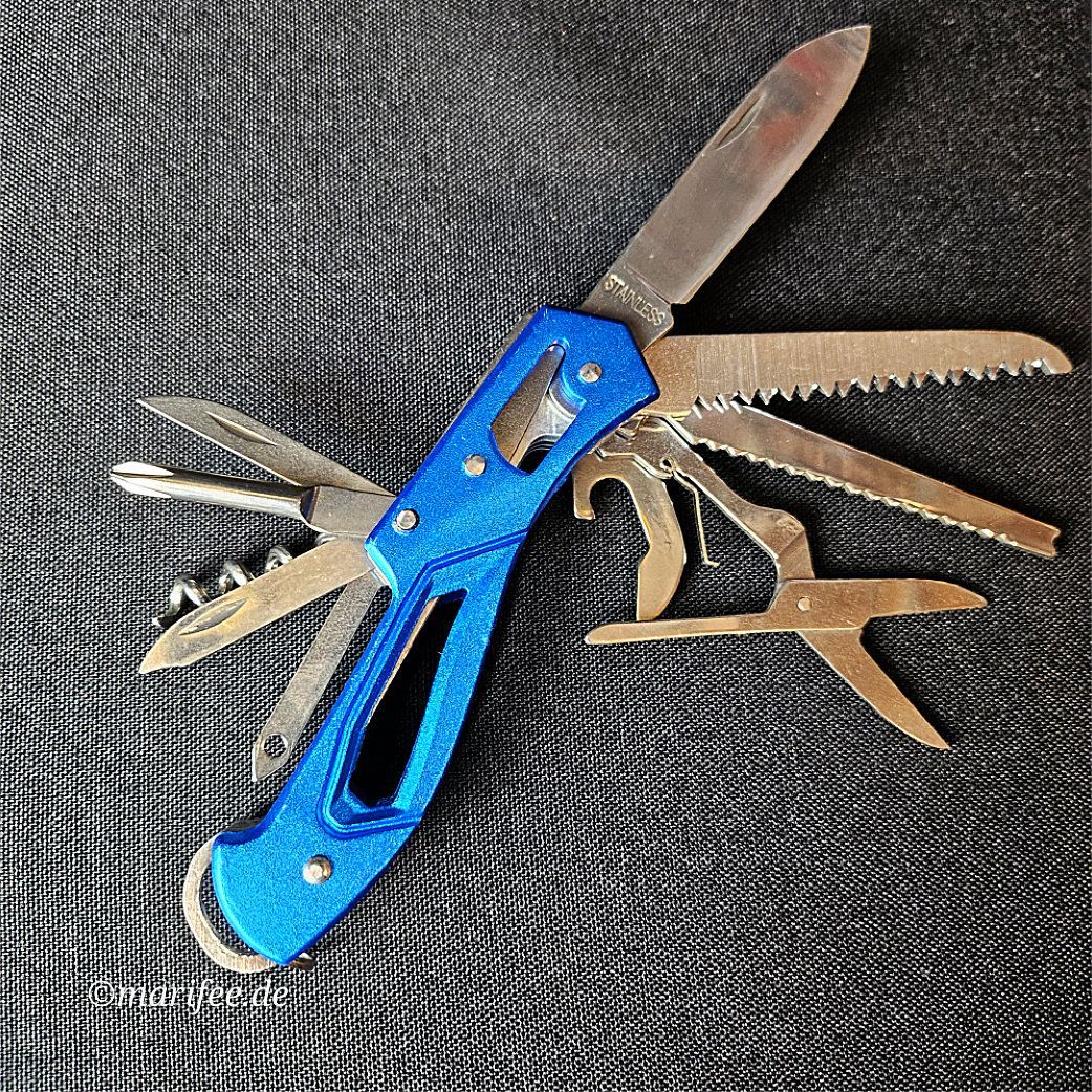 Taschenmesser 15 in 1, Camping, mit Schere und Säge