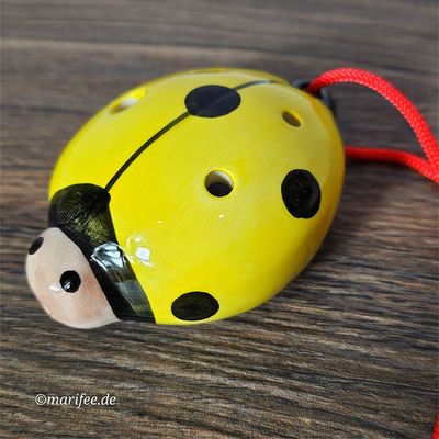 Okarina, 6-Loch-Kinderflöte aus Porzellan, Marienkaefer