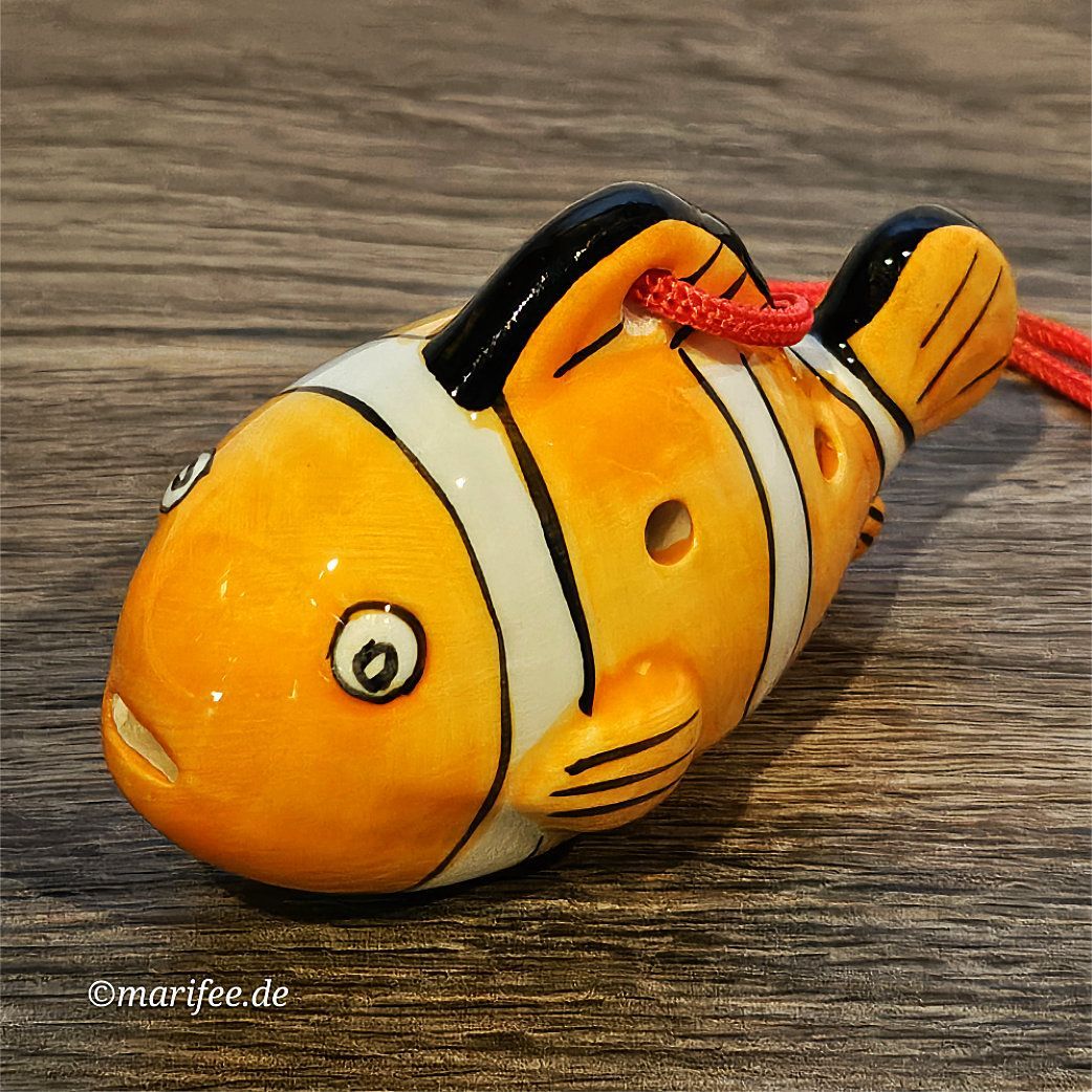 Okarina, 6-Loch-Kinderflöte aus Porzellan, Fisch