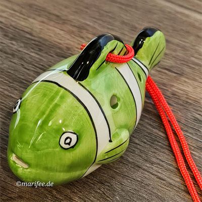 Okarina, 6-Loch-Kinderflöte aus Porzellan, Fisch