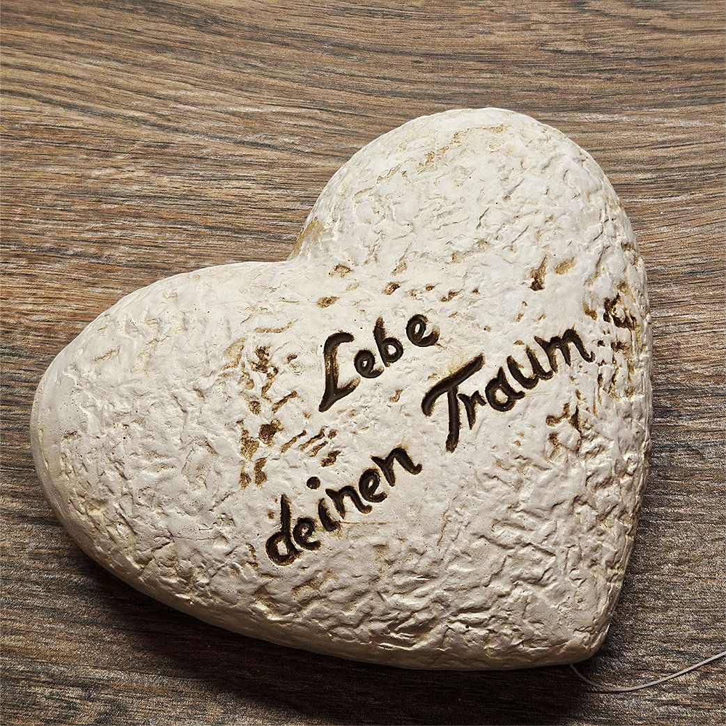 Keramikherz der Weisheit «Lebe deinen Traum», 115 × 100 mm