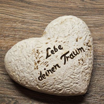 Keramikherz der Weisheit «Lebe deinen Traum», 115 × 100 mm