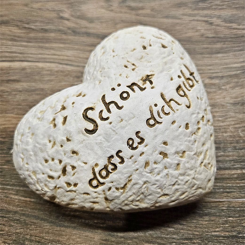 Keramikherz der Weisheit "Schön, dass es dich gibt"