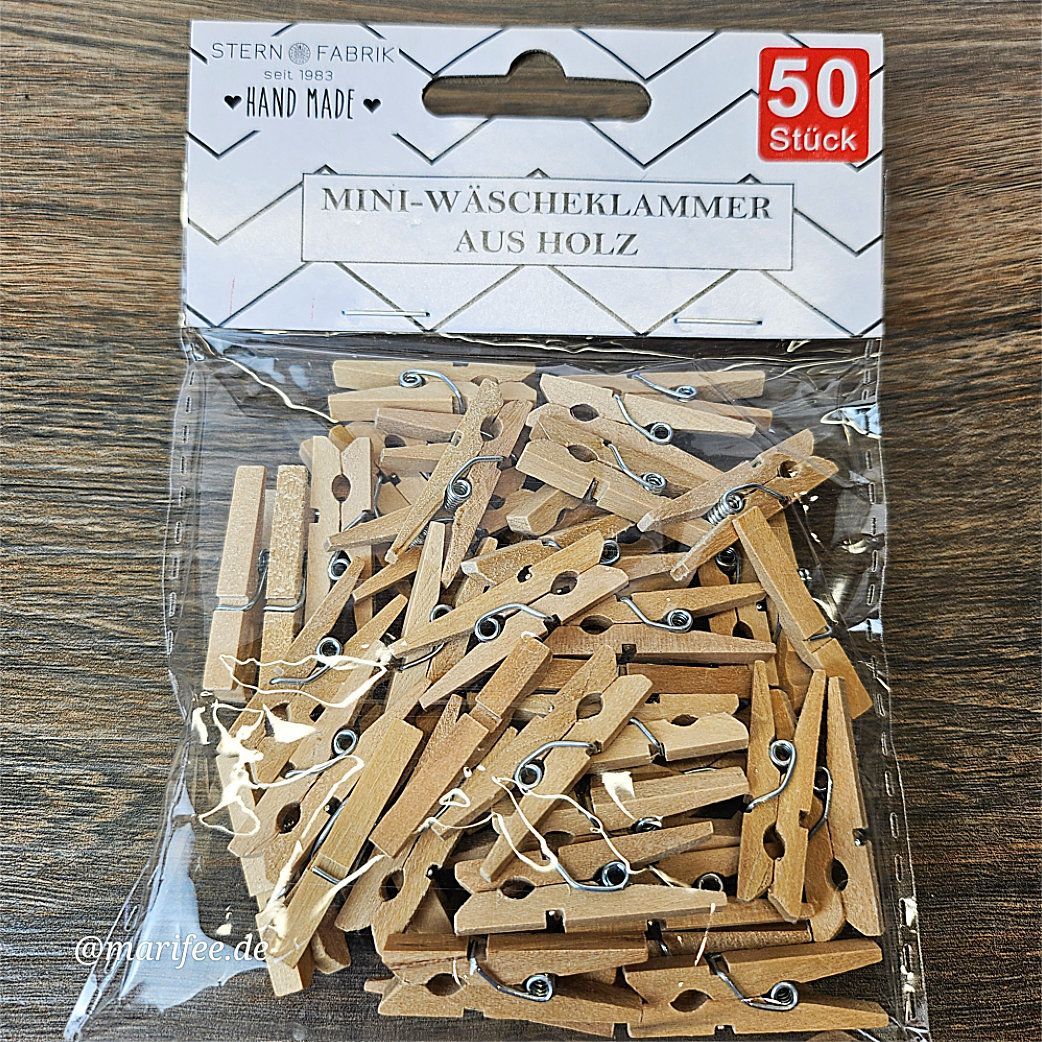 Mini Holzklammern, Wäscheklammern 50 Stück, 8,3 × 4 × 30 mm