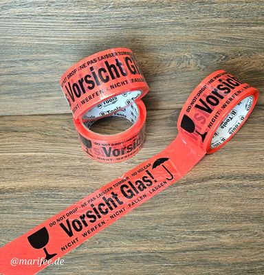 Paket-Klebeband Vorsicht Glas, 48 mm x 60 m, 4 Sprachen