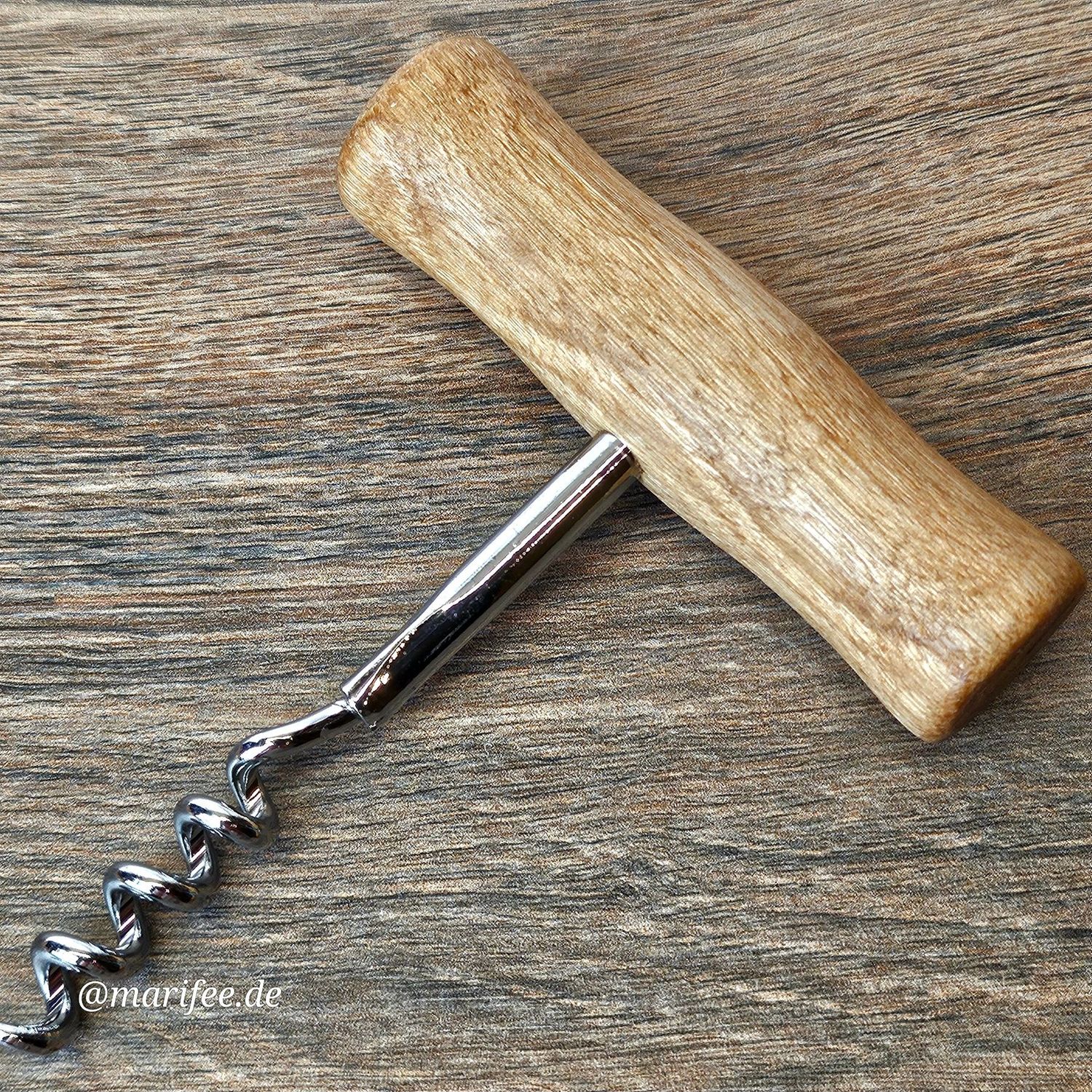 Korkenzieher mit Holzgriff für Flaschen mit Naturkorken