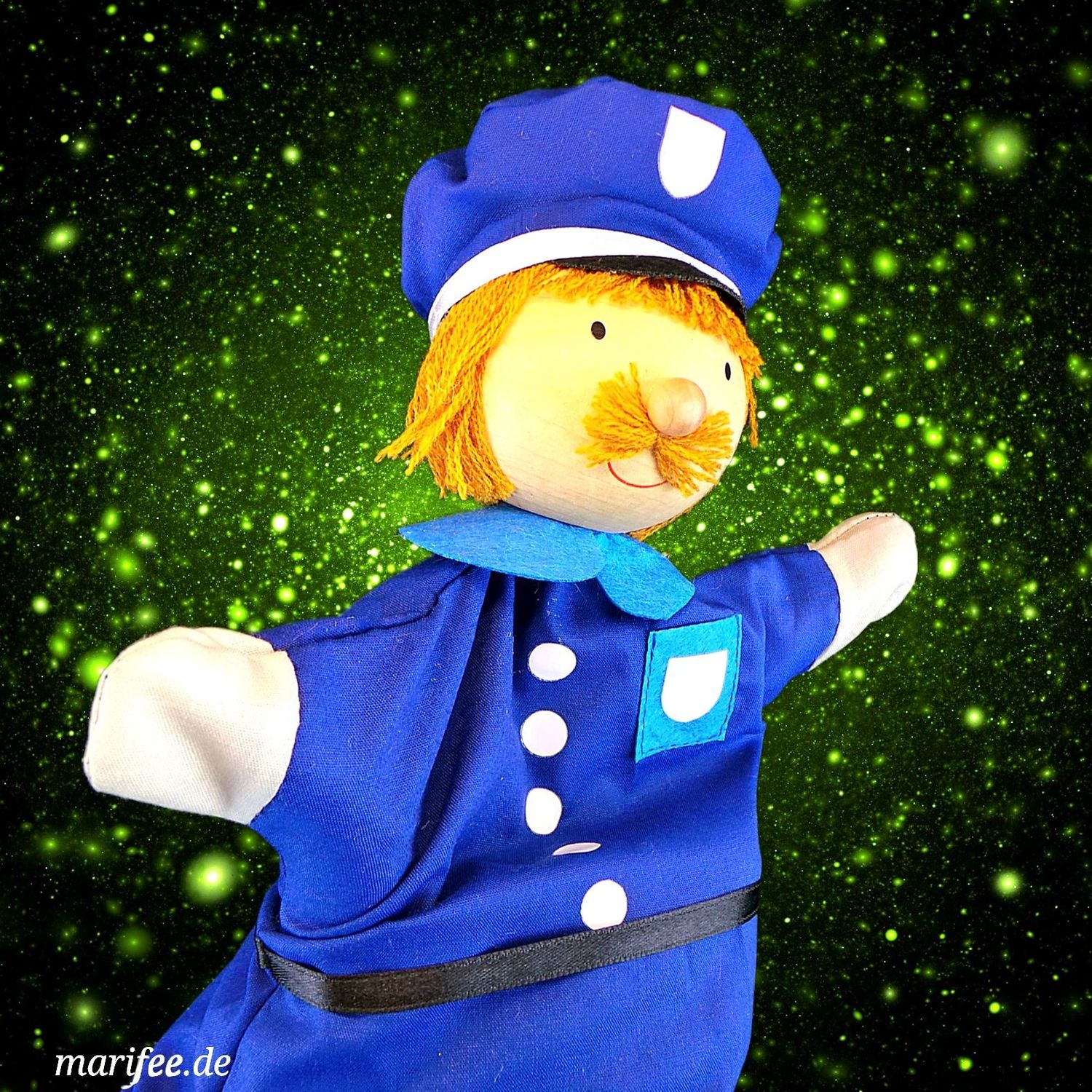 Handpuppe Wachtmeister, 30 cm aus Holz und Stoff, Polizist