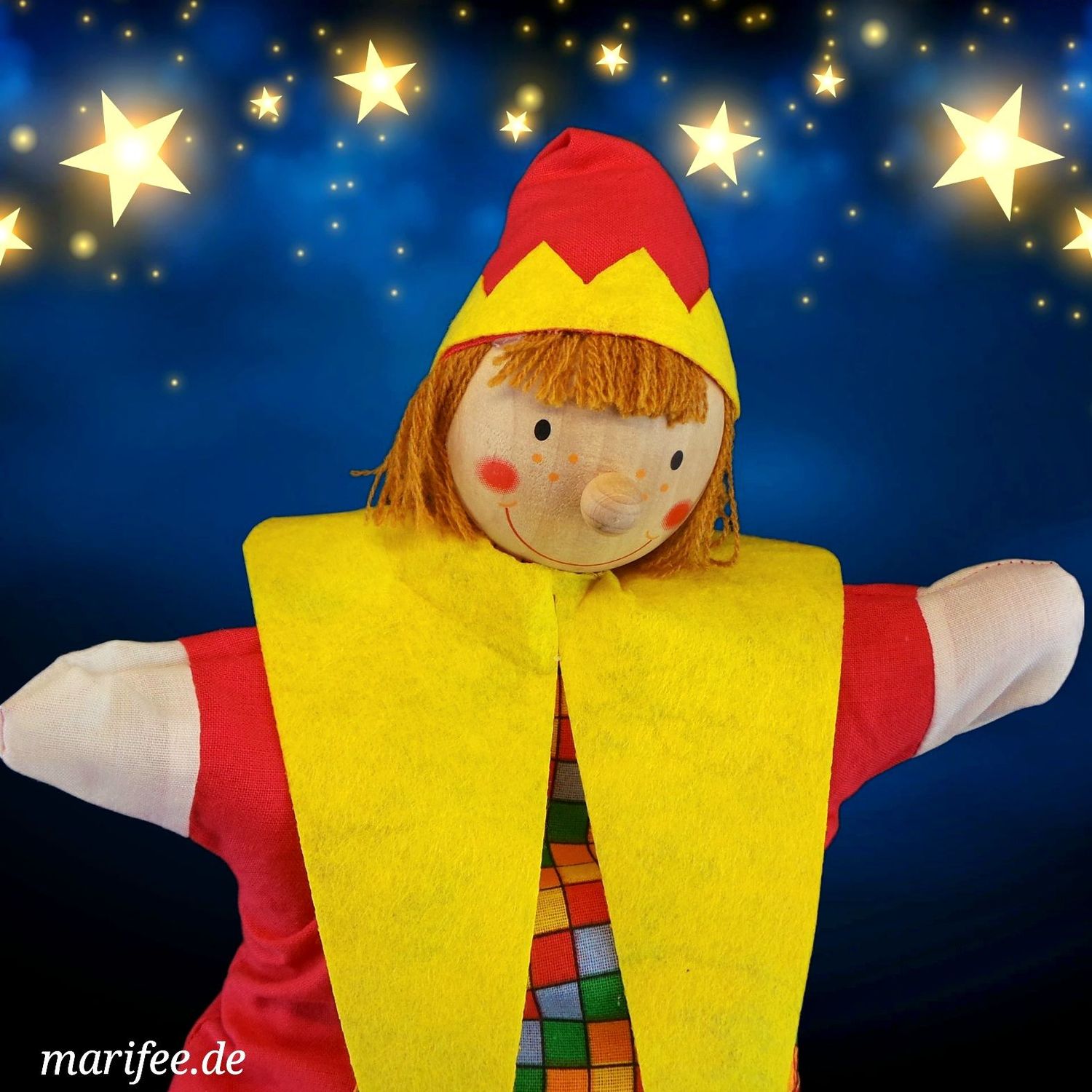 Handpuppe Kasper, 30 cm aus Holz und Stoff, Puppenspiel