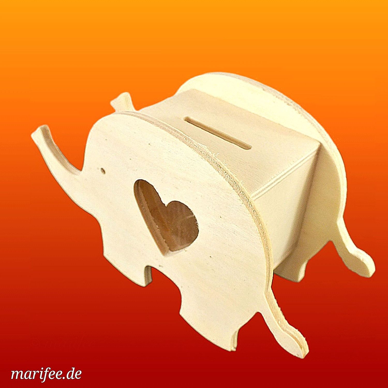 Holz-Spardose Elefant,  ca.  165 x 95 x 58 mm