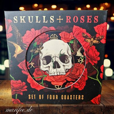 Skull-Untersetzer-Set, 4 Stück, Kork, 100 mm