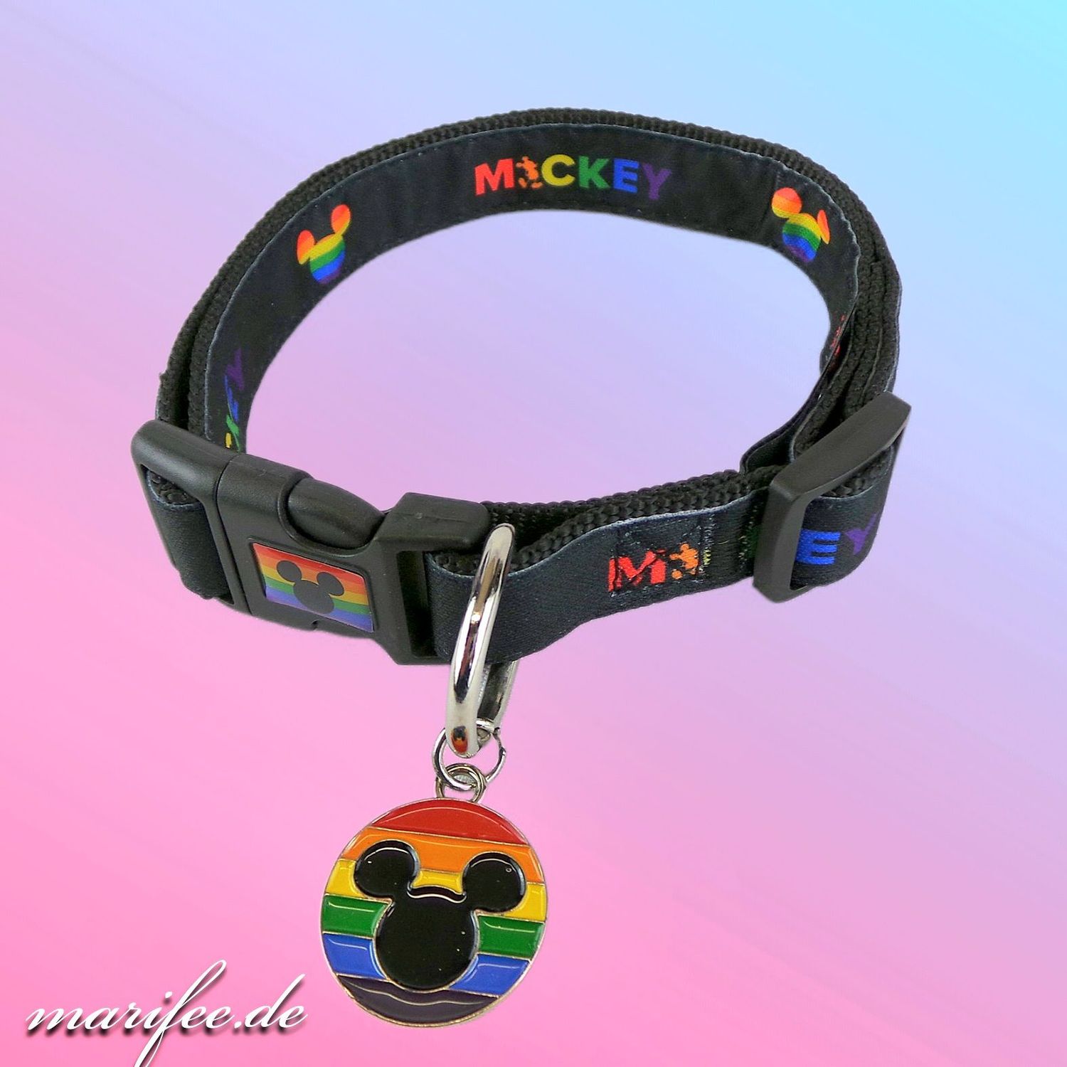 Hundehalsband Mickey, Schwarz, Gr. M–L, Lizenzartikel