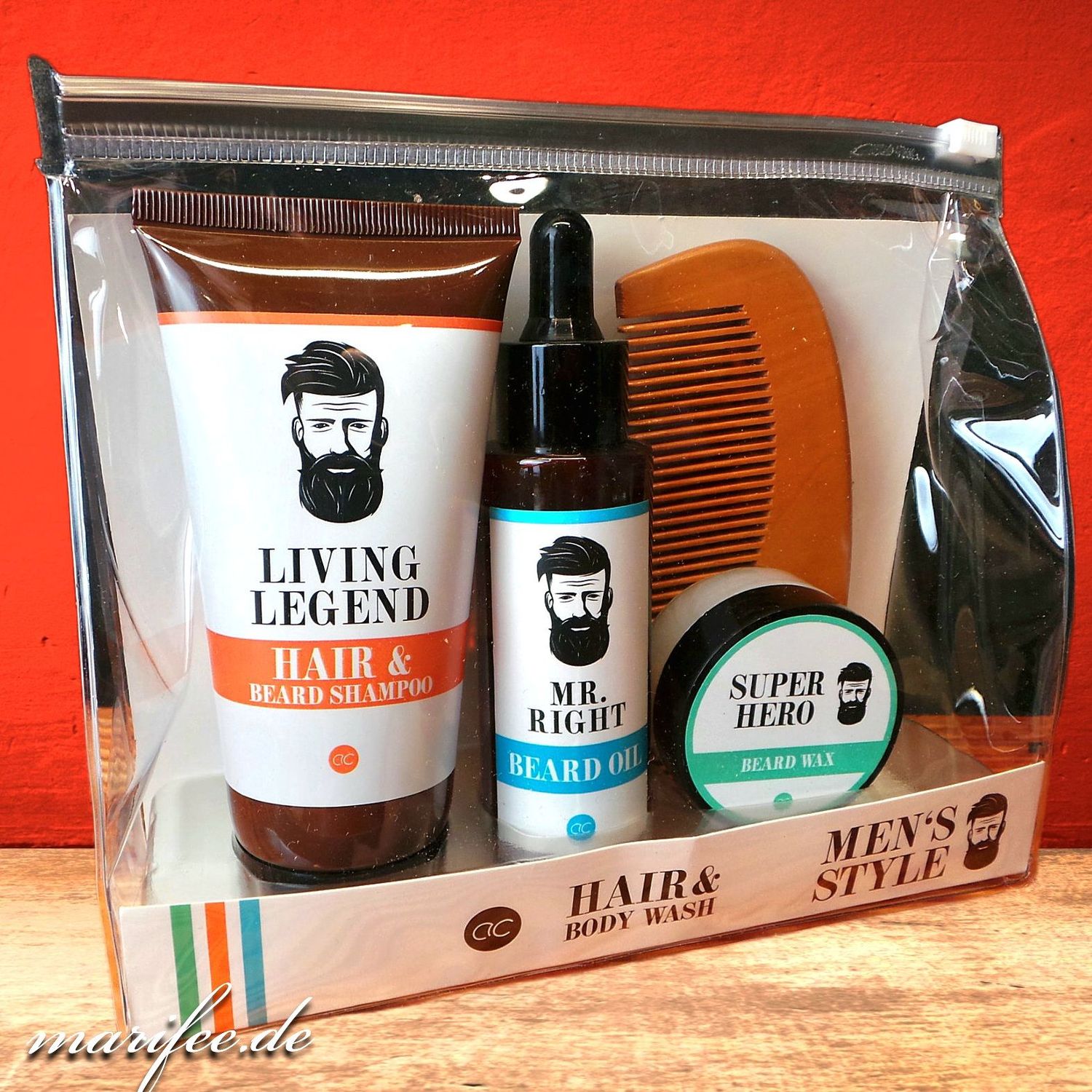 Haar- und Bartpflege-Set, 5-tlg. Bartwachs, Bartöl, Bartkamm