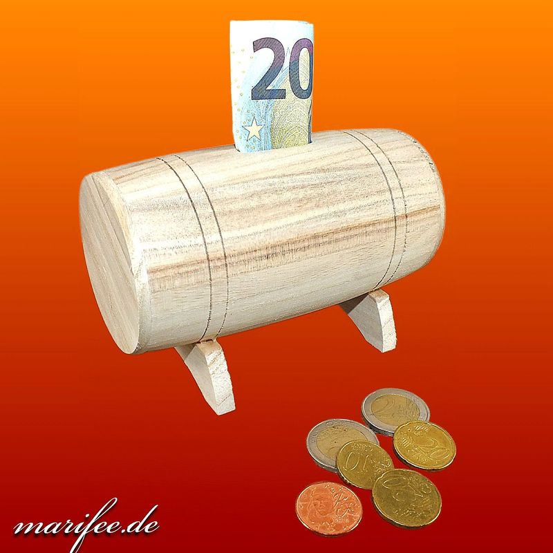 Holz-Spardose Holzfass ca. 136 x 74 x 85 mm Holz-Spardose Holzfass ca. 136 x 74 x 85 mm