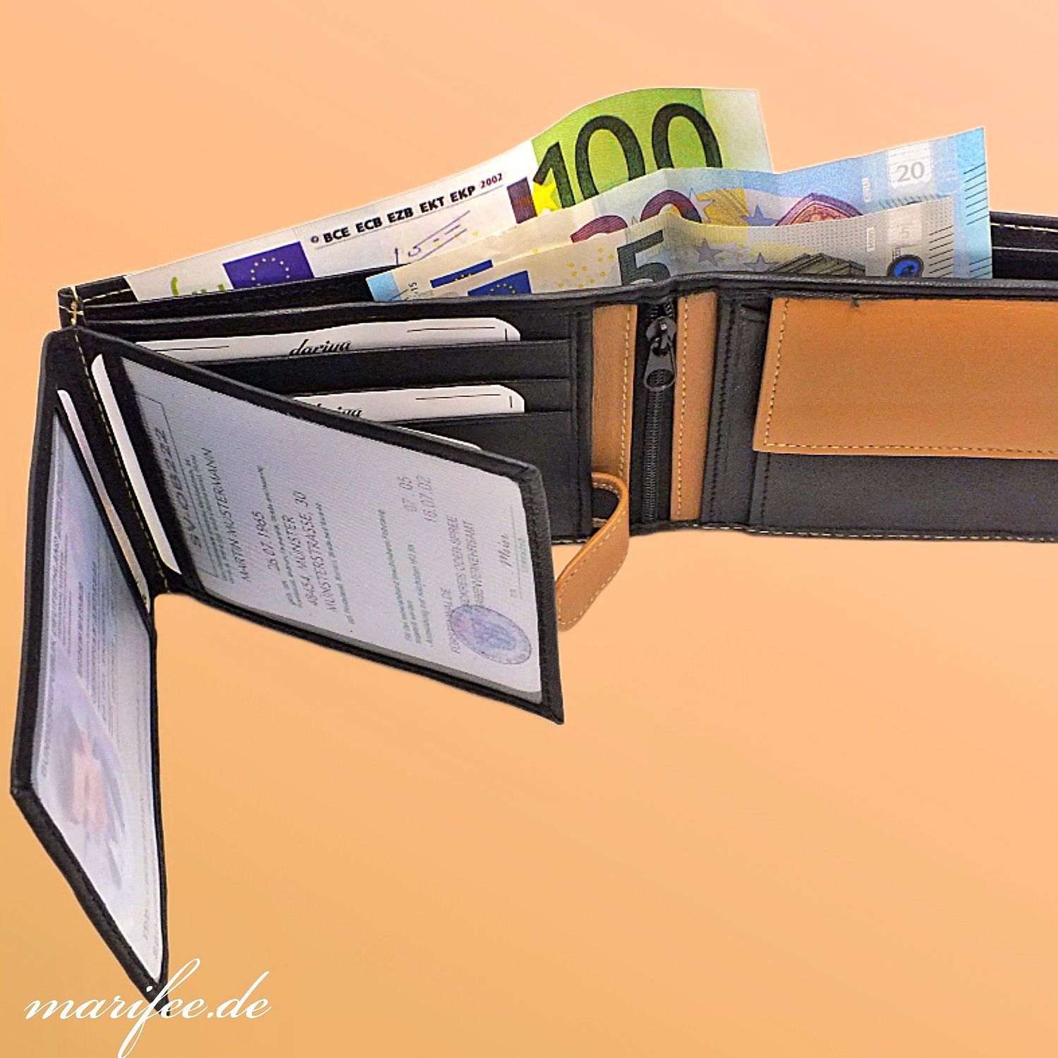 Kombi-Geldbörse Nappa-Leder mit Außenriegel