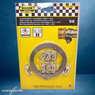 Universal-Schlauchschellen-Set 3 Meter, mit 8 Schlösser