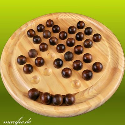 Solitaire Brettspiel Naturholz, 215 × 215 × 25 mm, rund, Strategiespiel