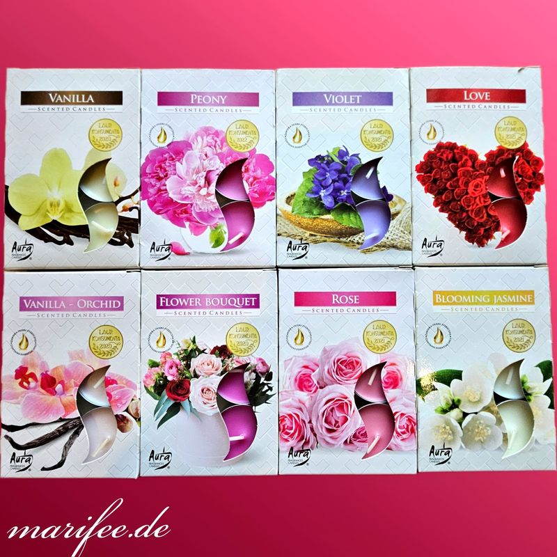 Teelichter-Duftmix, Flowers, 8 Packungen mit je 6 Stück