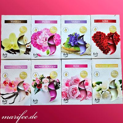 Teelichter-Duftmix, Flowers, 8 Packungen mit je 6 Stück