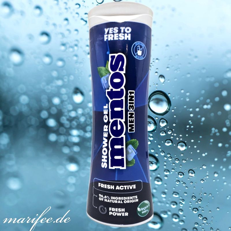 Mentos Duschgel Fresh Active, for Men, 3 in 1, 300 ml, 100 % Vegan
