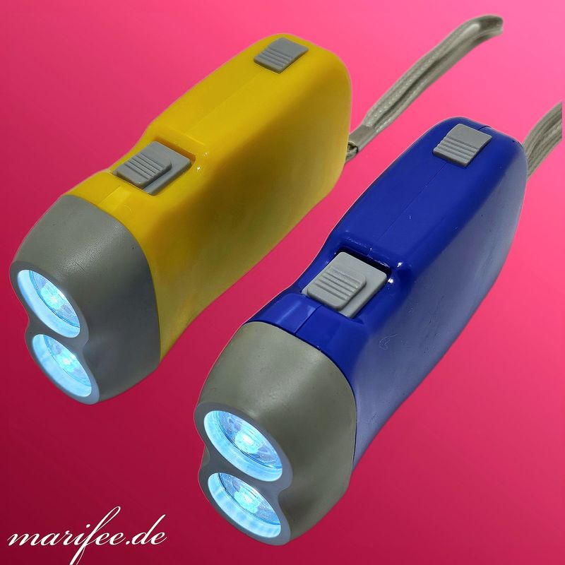 Dynamo-Taschenlampe, 2 LED, für Camping und Notfall Dynamo-Taschenlampe, 2 LED, für Camping und Notfall