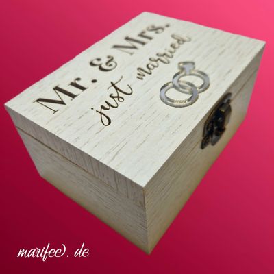 Musik-Holztruhe Hochzeit, Mr. & Mrs., Just Married, Hochzeitsmarsch
