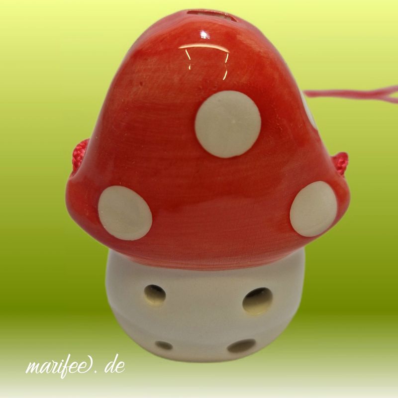 Okarina, 6-Loch-Kinderflöte aus Porzellan, Pilz, Rot-Weiss Okarina, 6-Loch-Kinderflöte aus Porzellan, Pilz, Rot-Weiss