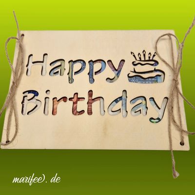 Holz-Geschenkkarte Happy Birthday für Geldgeschenke Holz-Geschenkkarte Happy Birthday für Geldgeschenke