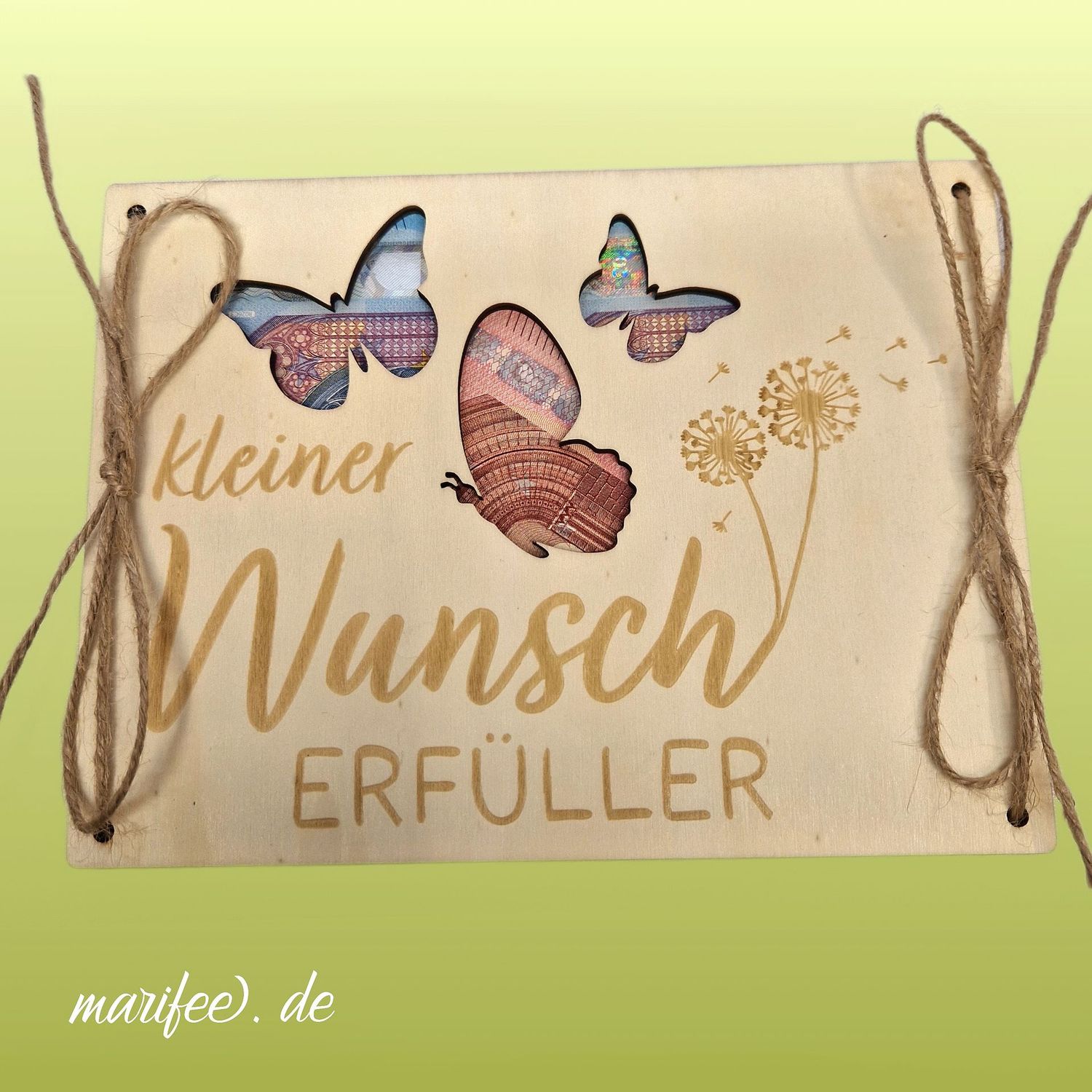 Holz-Geschenkkarte kleiner Wunscherfüller, Geldgeschenke
