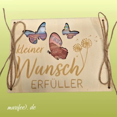 Holz-Geschenkkarte kleiner Wunscherfüller, Geldgeschenke Holz-Geschenkkarte kleiner Wunscherfüller, Geldgeschenke