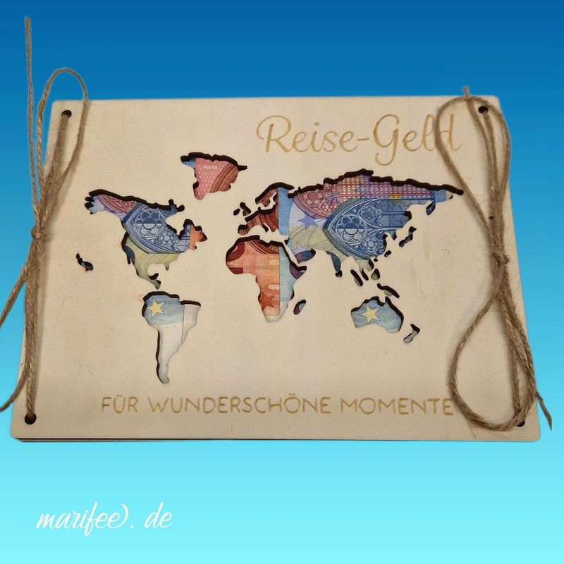 Holz-Geschenkkarte Reise-Geld für Geldgeschenke Holz-Geschenkkarte Reise-Geld für Geldgeschenke