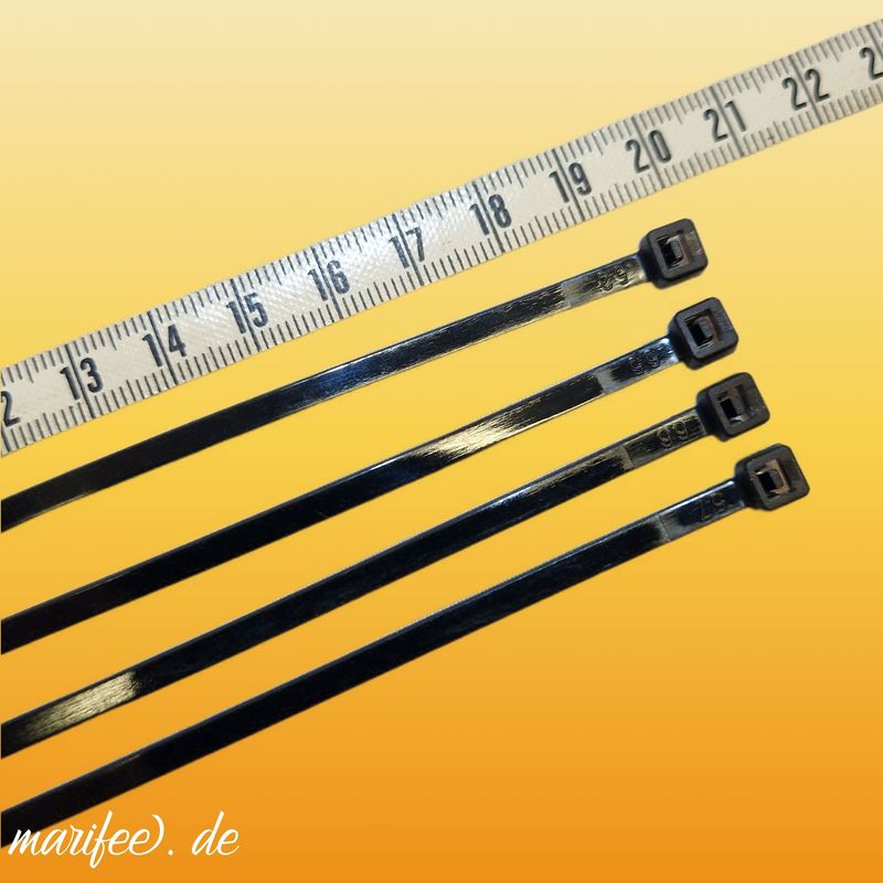 Kabelbinder 4,0 × 200 mm, Schwarz, 100 Stück, UV-Beständig