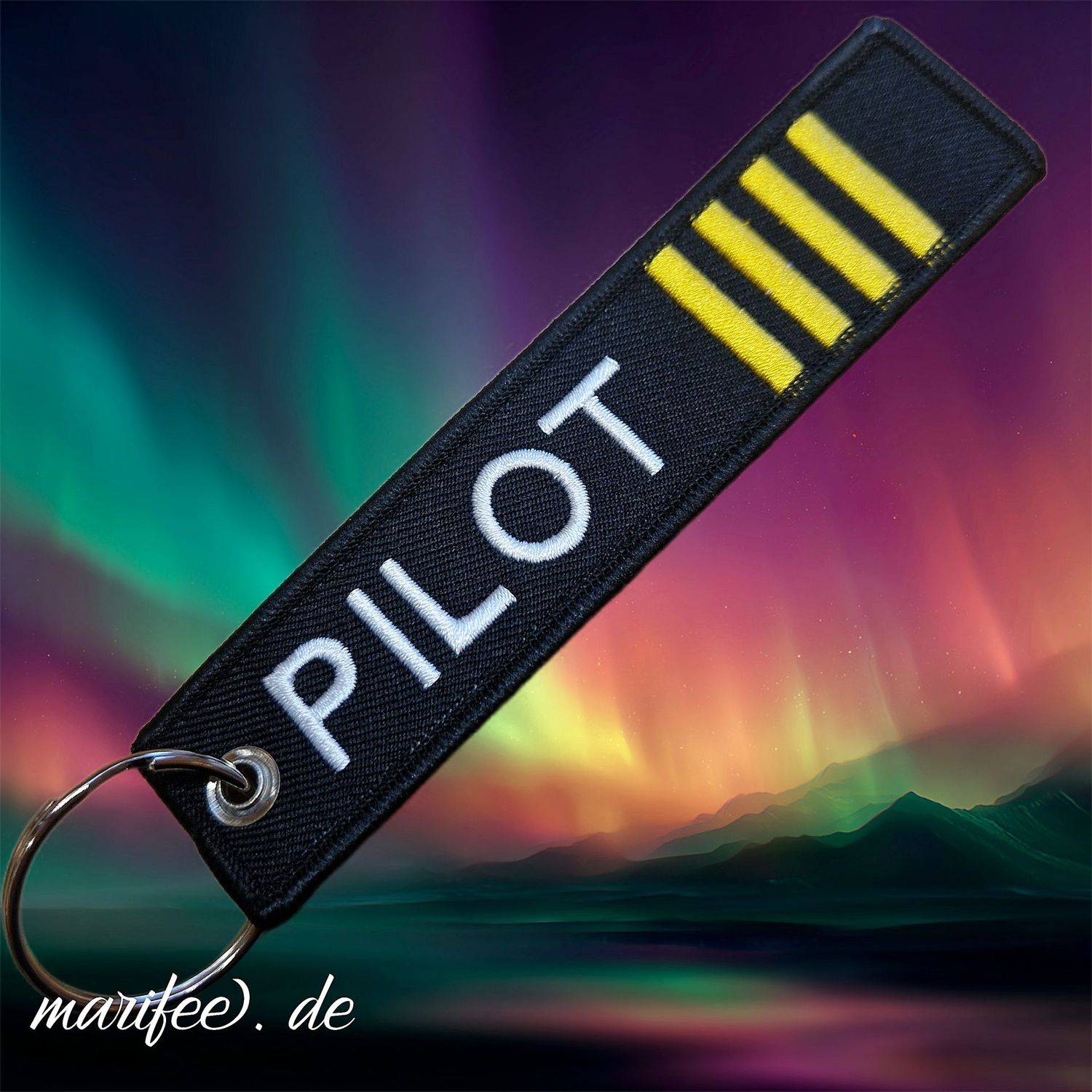 Schlüsselanhänger „Pilot“, 128 × 27 mm im Aviation-Style