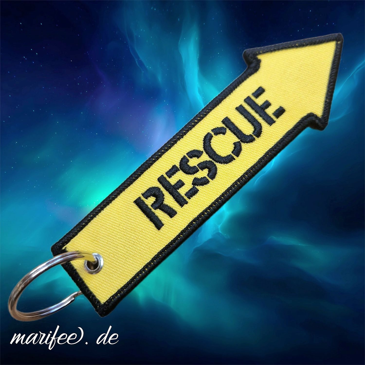 Schlüsselanhänger „Rescue“, 128 × 27 mm im Aviation-Style