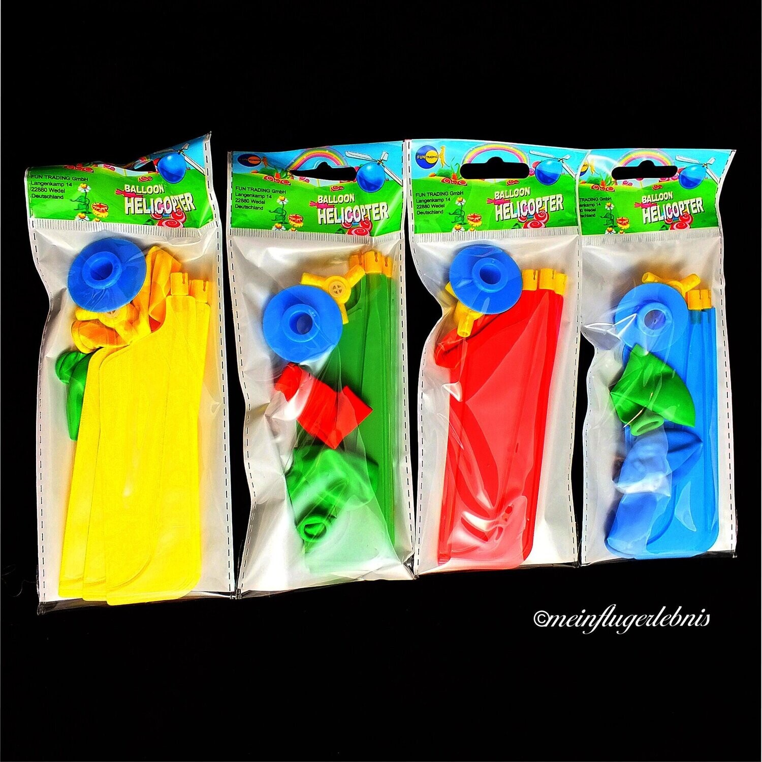Ballonhubschrauber/ Ballon-Helikopter 4 Stück, verschiedene Farben