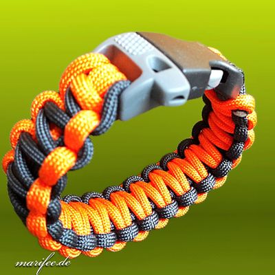 Paracord-Armband Orange-Schwarz, Notfall-Armband Paracord-Armband Orange-Schwarz, Notfall-Armband