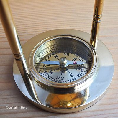 Tischkompass mit Globus, Maritim, Messing