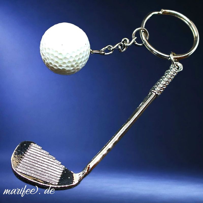 Golf-Schlüsselanhänger, Golfschläger & Golfball, Metall Golf-Schlüsselanhänger, Golfschläger & Golfball, Metall