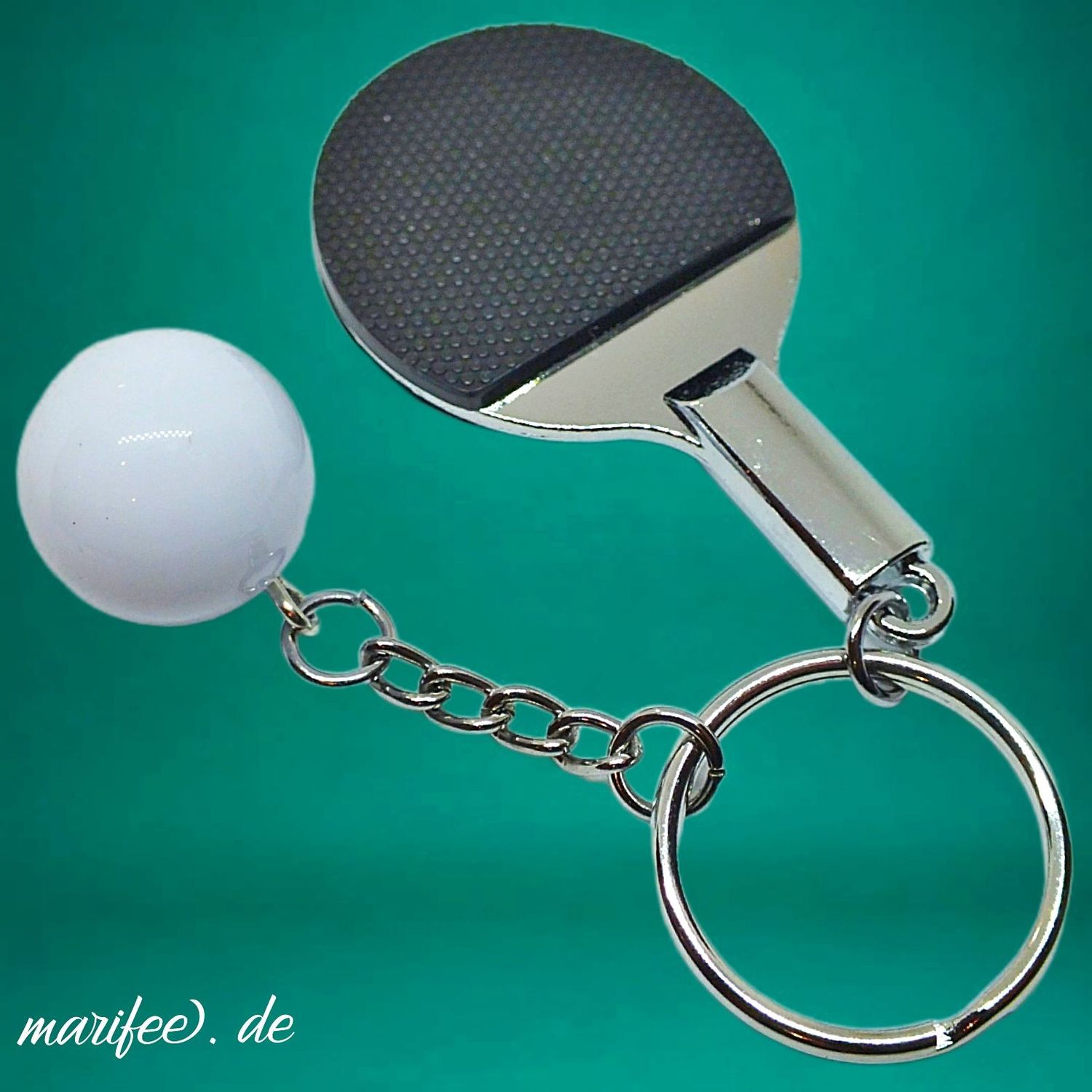 Tischtennis-Schlüsselanhänger, Schläger und Ball, Metall Tischtennis-Schlüsselanhänger, Schläger und Ball, Metall
