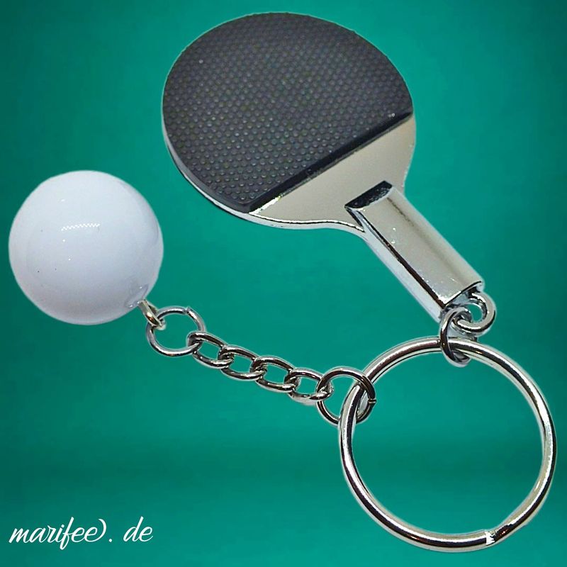 Tischtennis-Schlüsselanhänger, Schläger und Ball, Metall Tischtennis-Schlüsselanhänger, Schläger und Ball, Metall