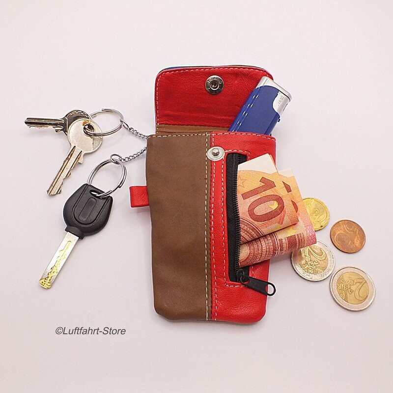 Schlüsseltasche Echtleder Multicolor mit 2 Ringen Schlüsseltasche Echtleder Multicolor mit 2 Ringen