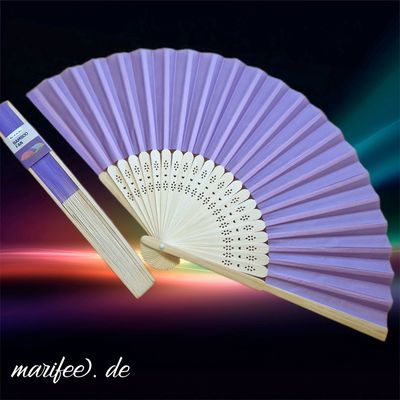 Bambus-Fächer, Pastellviolett, 21 × 37 cm, Accessoire für heiße Tage