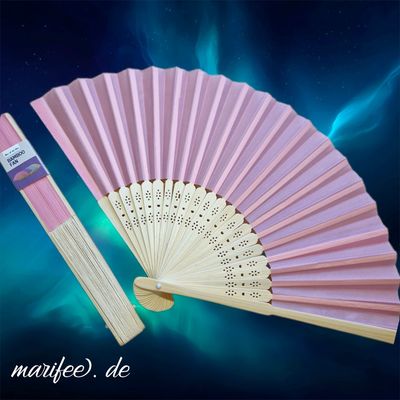 Bambus-Fächer, Pastellrosa, 21 × 37 cm, Accessoire für heiße Tage