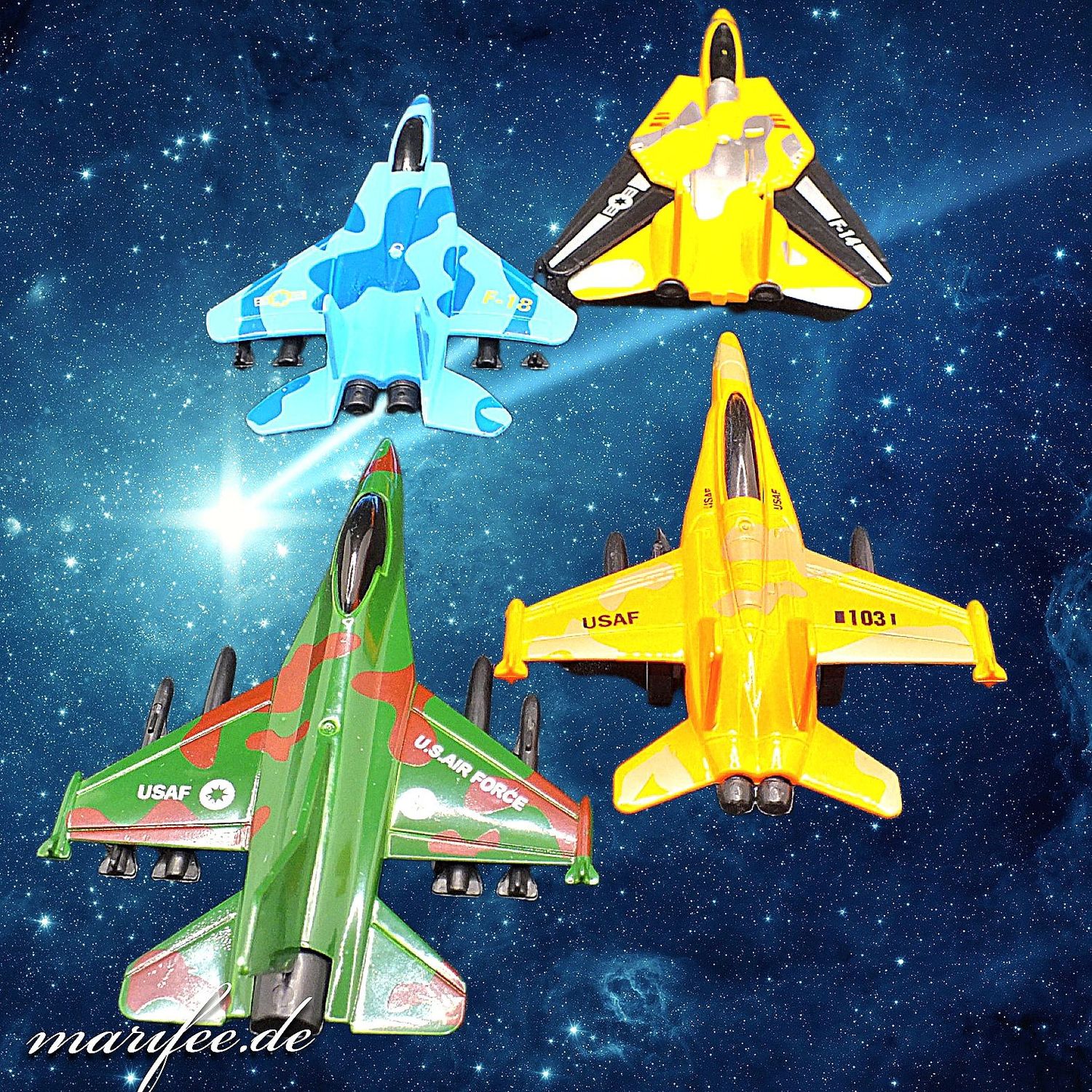 4 Stück Kampfjets/ Düsenjäger mit Pull-Back-Antrieb 4 Stück Kampfjets/ Düsenjäger mit Pull-Back-Antrieb