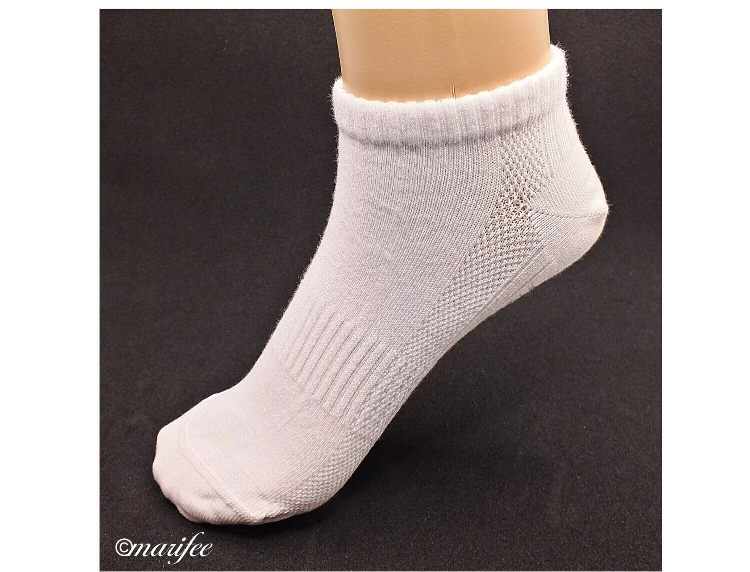 Sneaker-Socken Mesh, Baumwolle 3 Paar Weiss, Gr. 47-50