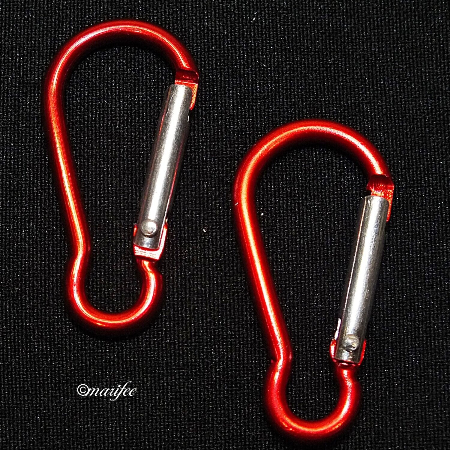 2 Stück Karabinerhaken Mini, Alu, Rot, 45 x 22 mm
